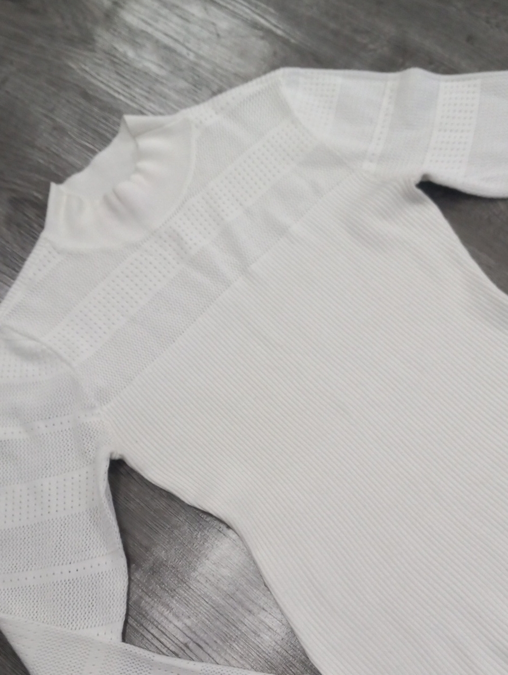 Crave Fame White Mock Neck Knit Sweater with Ruffle Cuffs